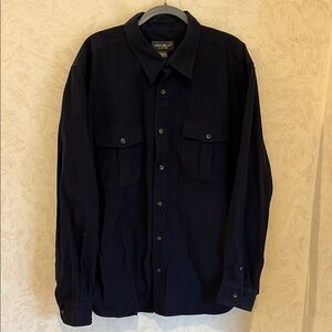 Eddie Bauer Men’s Classic Fit Black Cotton Button Down Shirt Size XL